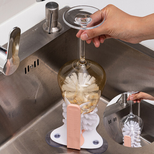 Practical Suction Cup Base Brush Cup Scrubber With-Orange 2