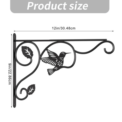 2 Piece Iron Wall Mounted Plant Hook With Bird And Leaf Pattern 2
