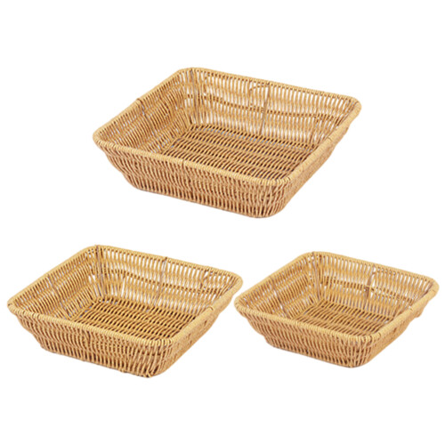 Imitation Rattan Serving Basket Woven Plastic Fruit-Larg Square 1