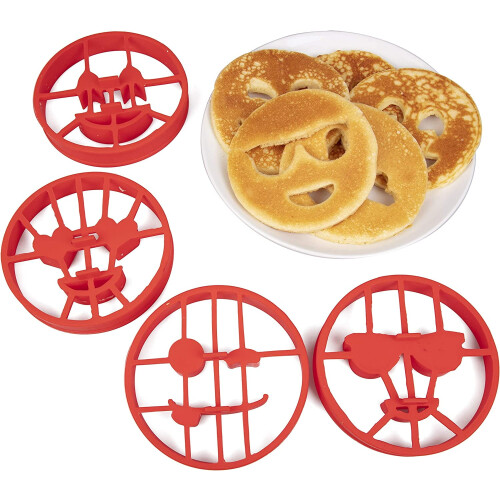 Emoji siliconen pannenkoek- en eiervormen set van 4 1