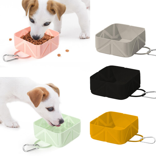 Foldable Dog Bowl 500ml Foldable Feeders Hook-Navy Blue 500ml 2