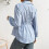Women's Maternity Shirt Long Sleeve Button Down-Blue S 7