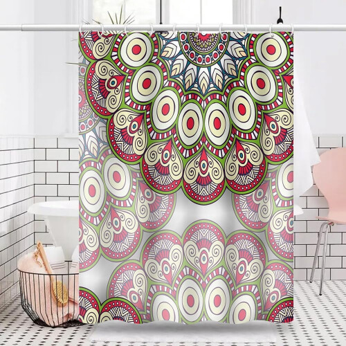 Duschvorhang im Boho-Mandala-Stil, 183 x 213 cm, wasserdicht 2