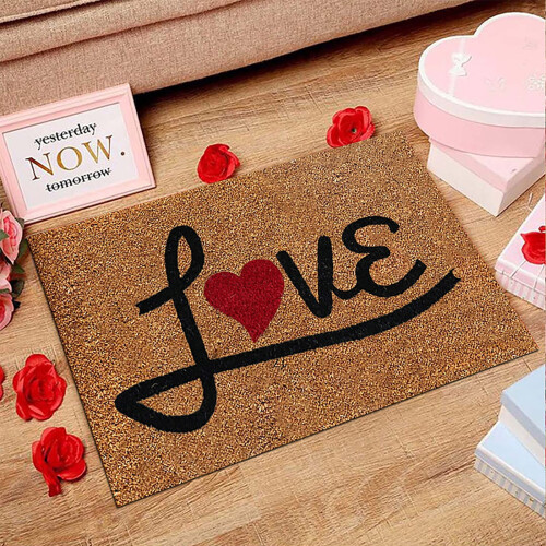Valentinsdag tæppe dørmåtte rød hjerte design 1 stk. 2
