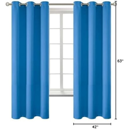 Mørkleggende gardiner klassiske blå 2 paneler 42 x 63 tommer 2