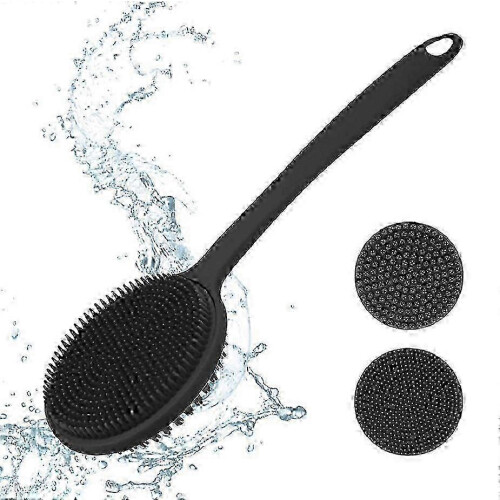 Double Ended Silicone Shower Brush - Exfoliating Back Cleaner 1