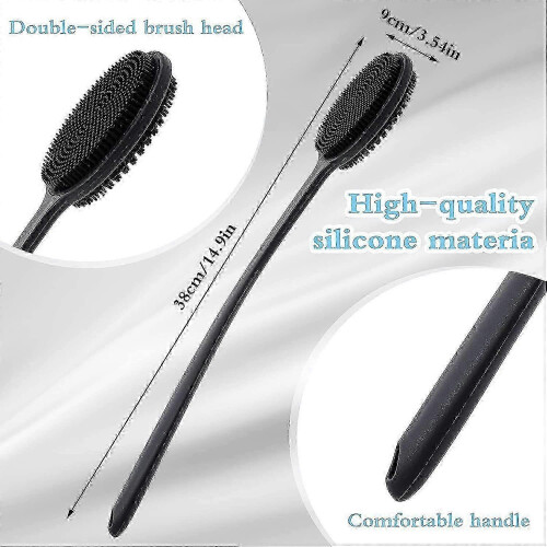Double Ended Silicone Shower Brush - Exfoliating Back Cleaner 2
