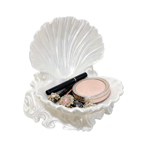 Jewelry Holder Modern Shell Shaped Decorative Tray For-White