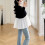 Flattering Patchwork Pregnant Tops Designed With-black white M 6