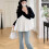 Flattering Patchwork Pregnant Tops Designed With-black white M 7