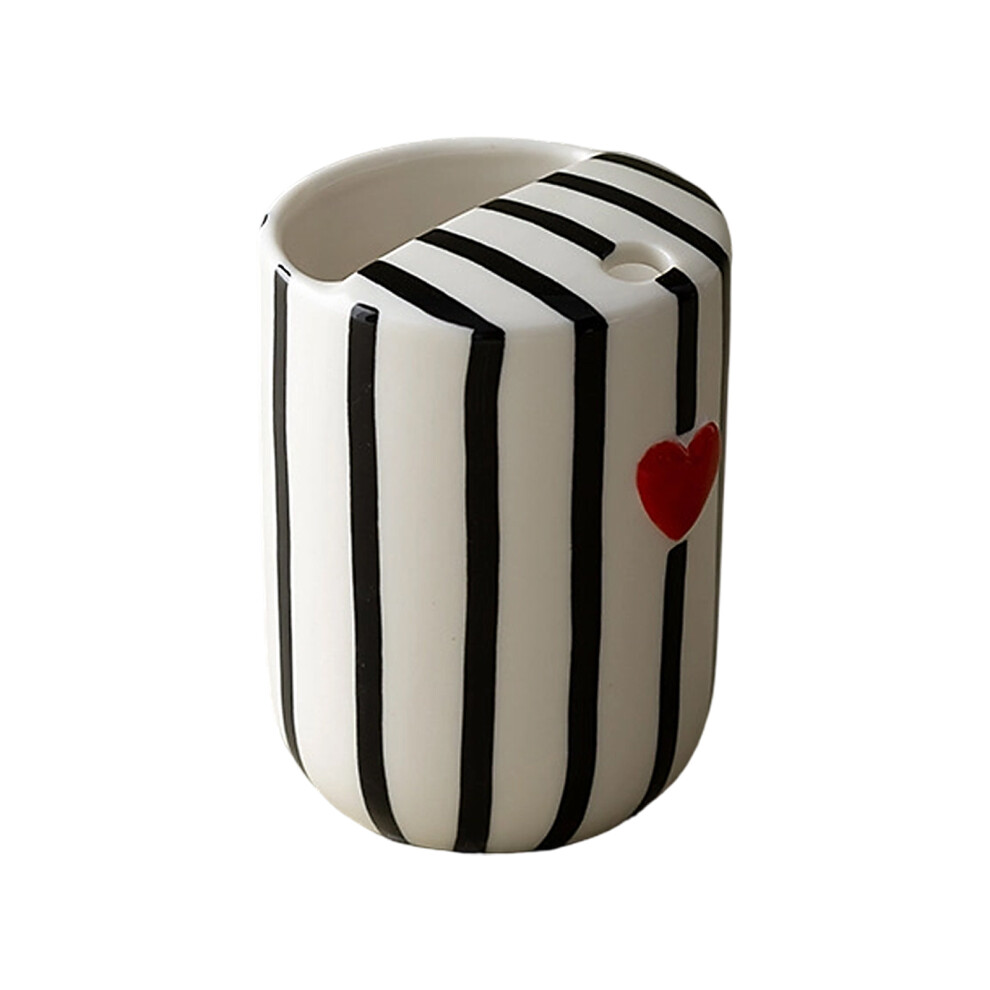 Ceramic Coffee Mug With Striped Pattern And Sip-love stripes