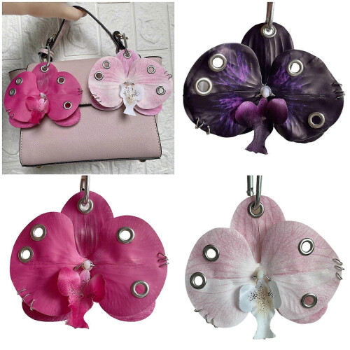 Artistic Phalaenopsis Shaped Key Ring Reusable Plastic Construction Keychain Pendant compatible with Practical Decorative Solution 1