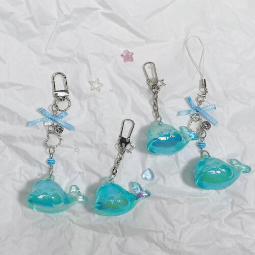 Adorable Resin Whale Keychain Featuring Multicolor Beads Stylish Accessory Multicolor 1
