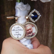 Sentimentaler Schmuck, Foto-Erinnerungsanhänger, Brautstrauß-Akzent, runder Glascabochon, robuste Legierung, mehrfarbig