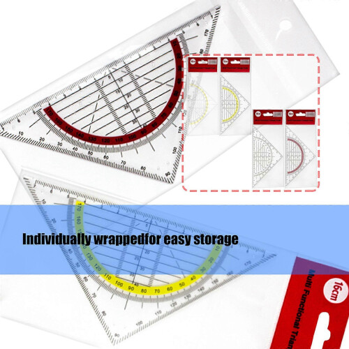 Clear Set Square with 180 Degrees Protractors Measuring Protractors compatible with Student Drafting Drawing Math Measuring T 1