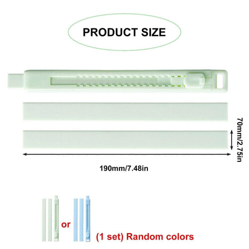 2Pcs Push Pull Eraser with 4 Refills Sliding Retractable Rubber Eraser Gentlely Erasing compatible with Student Kid Daily Writing 2