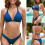 Damen-Badeanzug, einfarbig, zweiteilig, Push-up-Effekt, rot 2