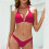Damen-Badeanzug, einfarbig, zweiteilig, Push-up-Effekt, rot 5