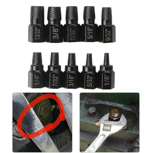Bolt Extractor Set 10Pcs Stripped Bolt Extractor Set, Impact Bolt Nut Removal Tool, Easy Out Remove Rusted Damaged Screw 1