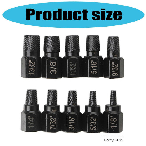 Bolt Extractor Set 10Pcs Stripped Bolt Extractor Set, Impact Bolt Nut Removal Tool, Easy Out Remove Rusted Damaged Screw 2