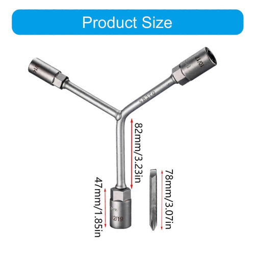 Compactly Triple Head Socket Wrench Featuring 8/10/12/14/17/19mm Size Interchangeable Screwdriver Bit compatible with Tight Space 2