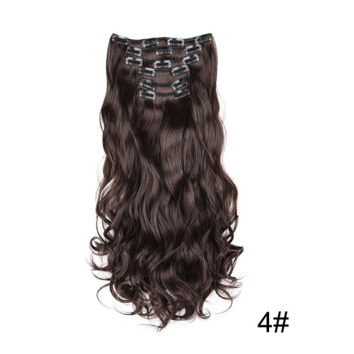 Extensiones de Cabello Rizado de 16 Clips 6 Piezas Marrón Oscuro 2