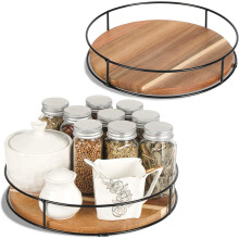 Drehbarer Organizer aus Akazienholz, 2er-Pack, 23 cm und 25 cm