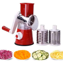 Râpe rotative 3 en 1 pour fromage et légumes avec 3 lames en acier inoxydable
