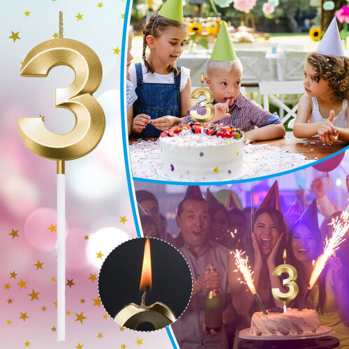 Conjunto de velas de aniversário Ybomd3D com números, em cera e plástico.