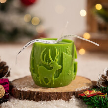 Bougie parfumée AuroraX Renne, cire naturelle, sapin de Noël