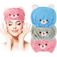 Lot de 3 bonnets de séchage pour enfants – Douce polaire corail