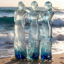 Sculpture en résine Trois Sœurs Bleu Océan 1 pièce