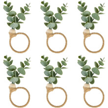 Ronds de serviette en perles d'eucalyptus et de bois, lot de 6