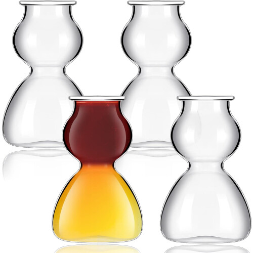 4x Double Bubble Shotgläser, 120 ml Klarglas