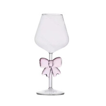 Glazen beker met strik – Transparant glas voor ijskoffie, 3,5 x 9,8 cm