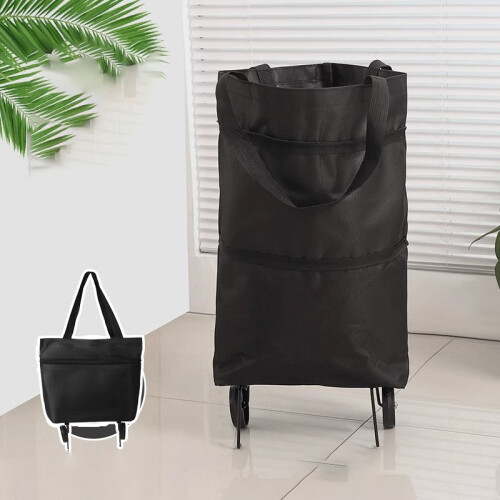 Faltbare Einkaufstasche mit Rädern - Black 1