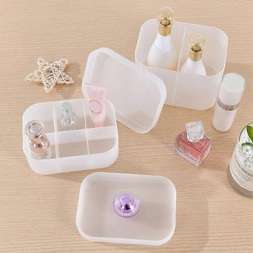 Cosmetic Organizer Plastic Desktop Makeup Storage Box Transparent 3Pcs 2