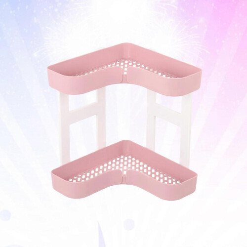 Pink Plastic Storage Shelves Bathroom Shelves for Storage 2Pcs 1