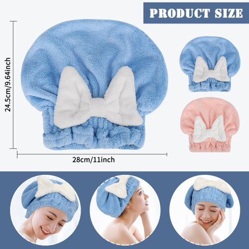 Bonnet de séchage pour cheveux (lot de 2) – Microfibre, super absorbant, 1
