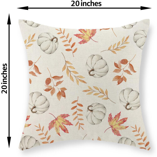 Conjunto de 2 capas de almofada de linho com estampa de outono, 50x50cm (20x20 polegadas). 2