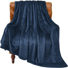 Marineblauwe fleece plaid 40x60 inch