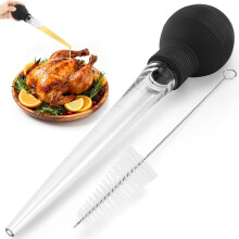 Jeringa para pavo de 28 ml con bulbo de silicona resistente al calor.