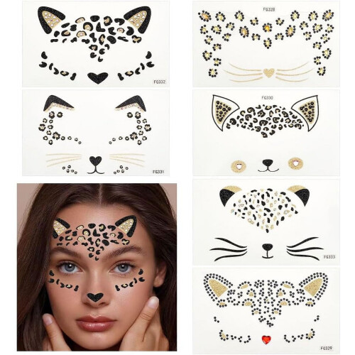 Autocollants strass motif léopard (6 feuilles)