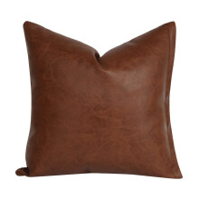 Housse de coussin marron en similicuir PU 45 x 45 cm