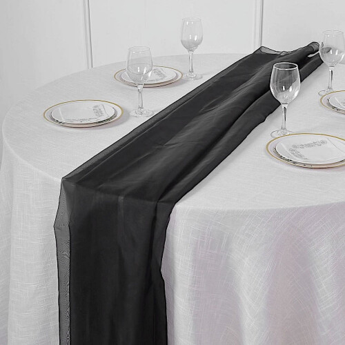 Chemin de table en mousseline noire 183 x 55 cm 1