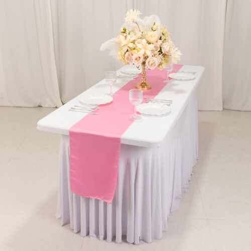 Chemin de table en satin rose Lamour 12 x 108 pouces 2