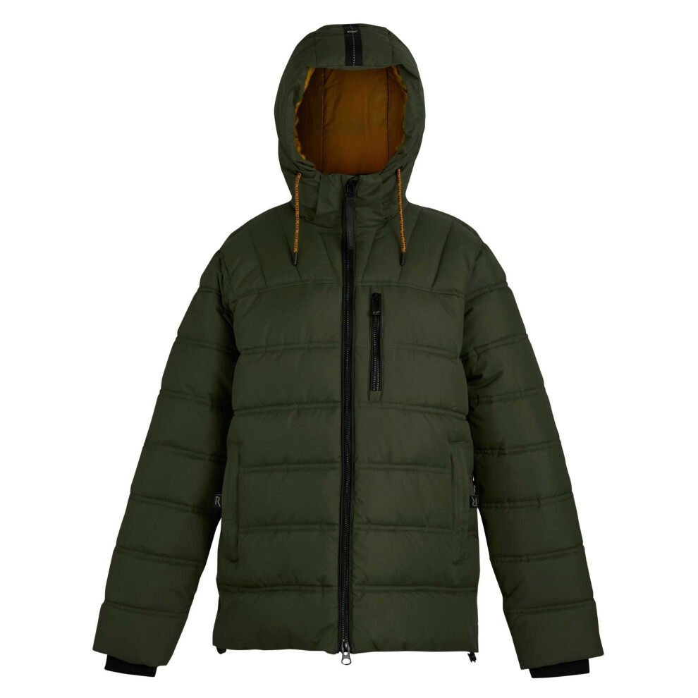 Regatta (L, Olive Night/Pumpkin Spice) Mens Leeshaw Padded Jacket Green,Multicoloured