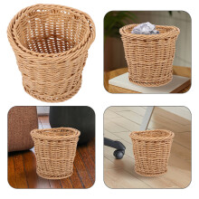 Poubelle en rotin tressé beige 20 cm