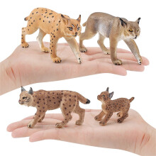 Realistische Luchs-Tierfiguren – 4-teiliges Spielzeugset aus Kunstharz