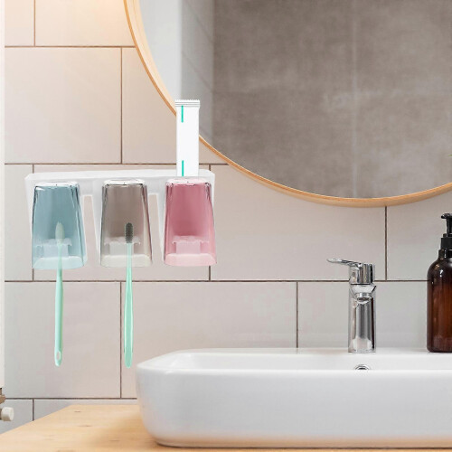 Toothbrush Rack for Bathroom Storage 2Sets Plastic White Holder 2